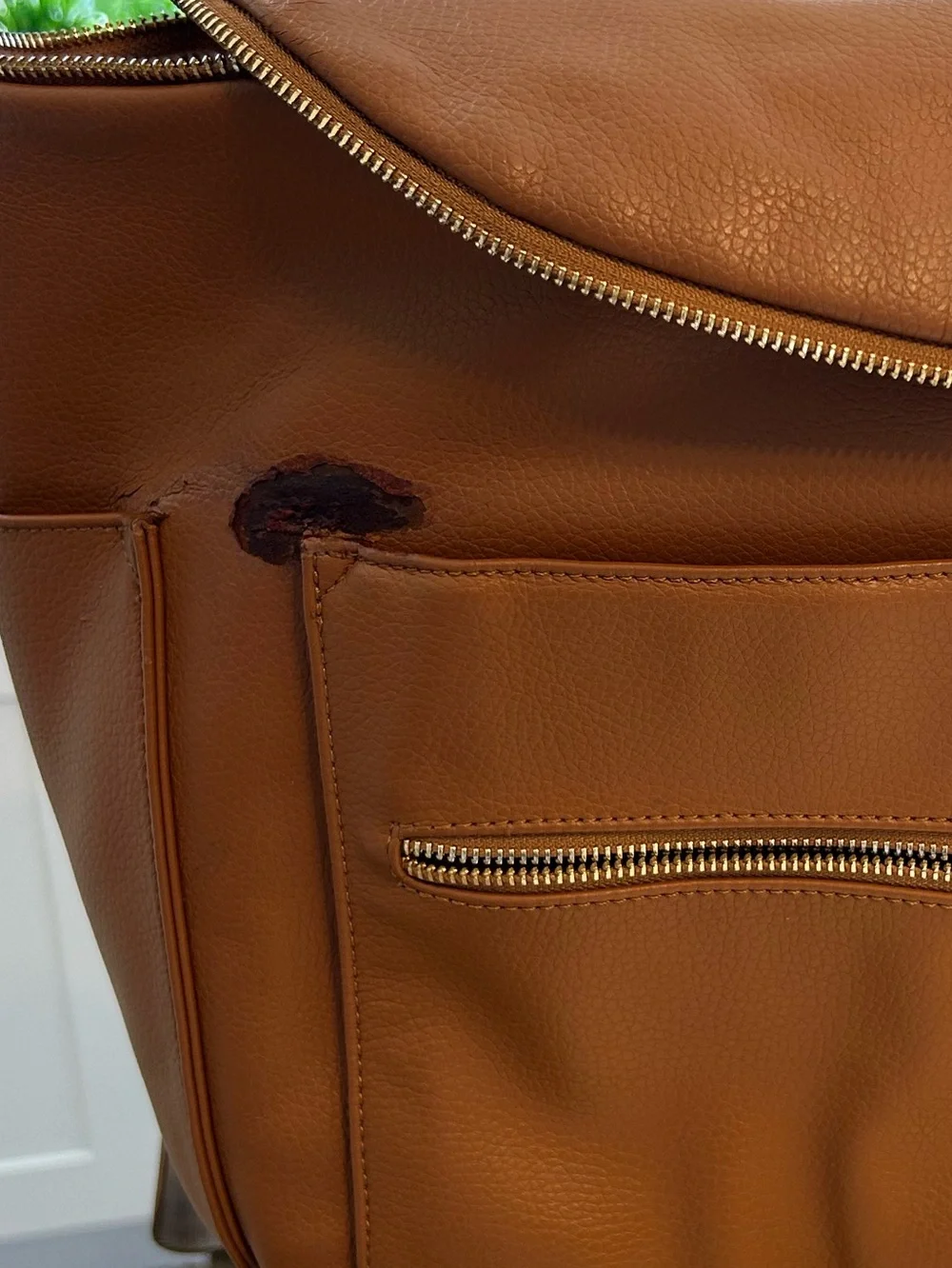 $15 Days Flawed Fawn Original Diaper Bag- Brown Camel. Faux Leather/Vegan